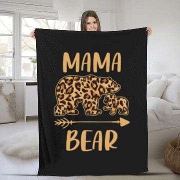 Discover Leopard Matching Family S, Funny Mama Bear One Cub Fleece Blankets