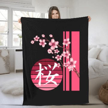 Discover Sakura Flowers Spring Cherry Blossoms Japanese Kan Fleece Blankets
