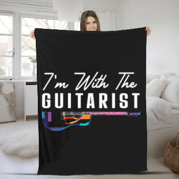 Discover I'M With The Guitarist Girlfriend Guitar Player Ba Fleece Blankets