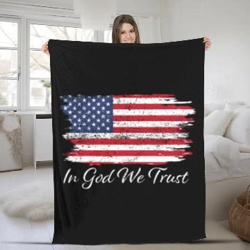 Discover In God We Trust Us Flag Patriotic Fleece Blankets