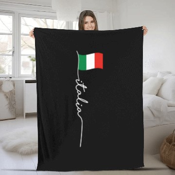Discover Italy Signature Flag Pole Elegant Patriotic Italia Fleece Blankets