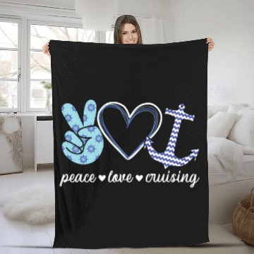 Discover Peace Love And Cruising Ocean Vacation Cruise Ship Fleece Blankets