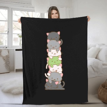 Discover Agender Pride Kawaii Cats Lgbtq Anime Fleece Blankets