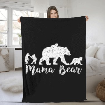 Discover Mama Bear With Little Cubs Fleece Blankets