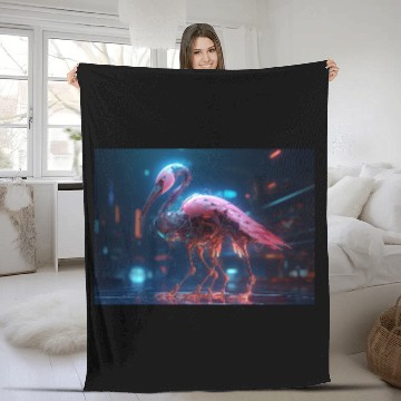 Discover Neon Flamingo Fleece Blankets