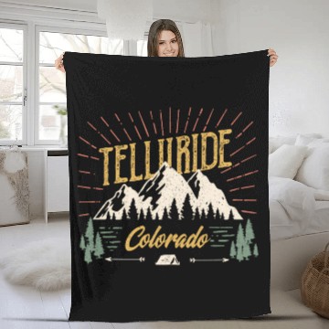 Discover Telluride Colorado Mountain 80S Style Fleece Blankets
