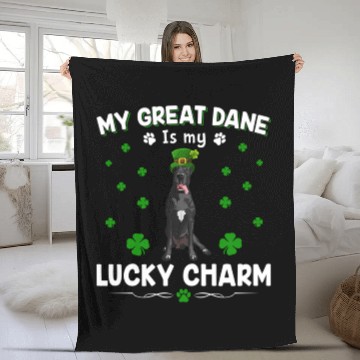 Discover My Great Dane Is My Lucky Charm St PatricDay Fleece Blankets