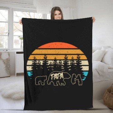 Discover Papa Bear With Three Bear Cubs Fleece Blankets