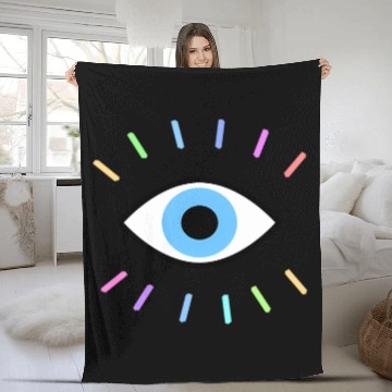 Discover Evil Eye With Rainbow Lashes Fleece Blankets