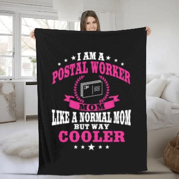 Discover Funny Postal Worker Mom Postwoman Mother's Day Fleece Blankets