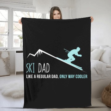 Discover Ski Dad Winter Skiing Fleece Blankets