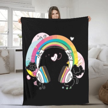 Discover Headphones Dj Music Lover Edm Festival Fleece Blankets