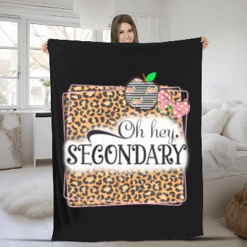 Discover Oh Hey Secondary Leopard Back To School Teacher Fleece Blankets