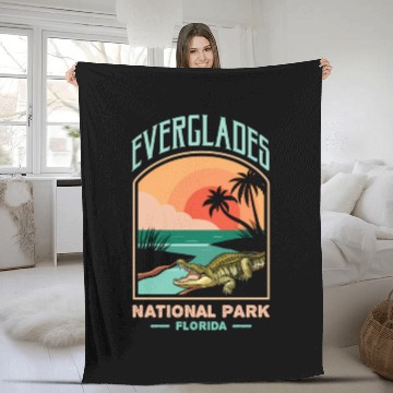 Discover Everglades National Park Us Crocodile Florida Alli Fleece Blankets
