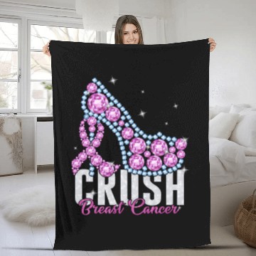 Discover Crush Breast Cancer Bling Ribbon Fleece Blankets
