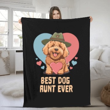 Discover Best Dog Aunt Ever Goldendoodle Cute Dog Mom Fleece Blankets