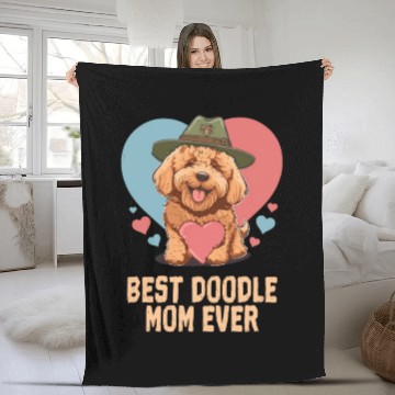 Discover Best Doodle Mom Ever Goldendoodle Cute Dog Mom Fleece Blankets