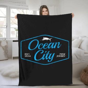 Discover Ocean City Nj Marlin Fleece Blankets