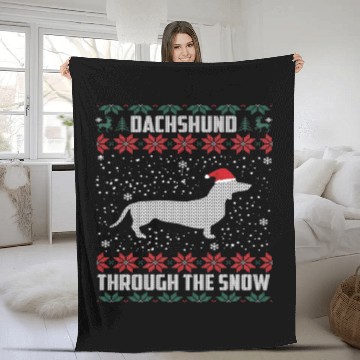 Discover Dachshund Through The Snow Ugly Fleece Blankets