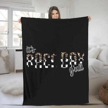 Discover Leopard It'S Race Day Y'All Checkered Flag Racing Fleece Blankets