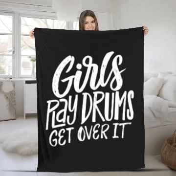 Discover Play Drums Get Over It Drummer Musician Fleece Blankets
