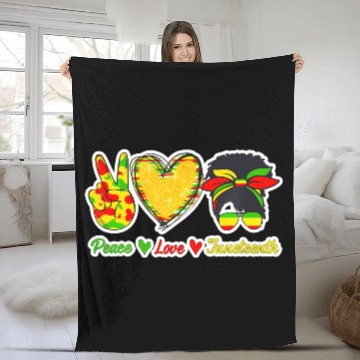 Discover Peace Love Junenth Black Pride Freedom Independenc Fleece Blankets