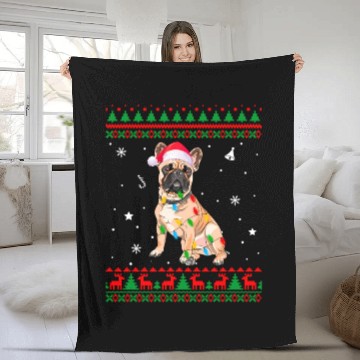 Discover Ugly Lights French Bulldog Dog Fleece Blankets