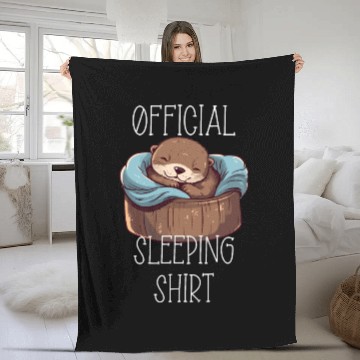Discover Official sleeping pajama Fleece Blankets sea otter