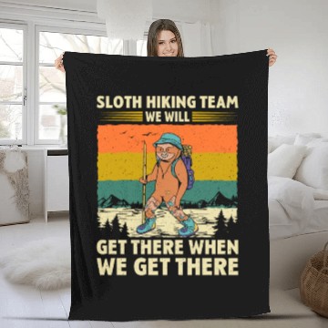Discover Sloth Hiking Team Wanderlust funny Mountaineer Fleece Blankets