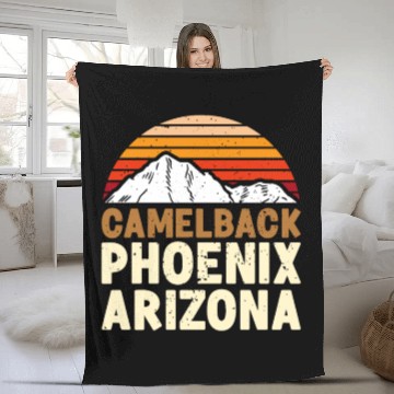 Discover Phoenix Arizonna Mountain fan Summit Climbing Fleece Blankets