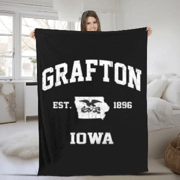 Discover Grafton Iowa Ia State Athletic Style Fleece Blankets