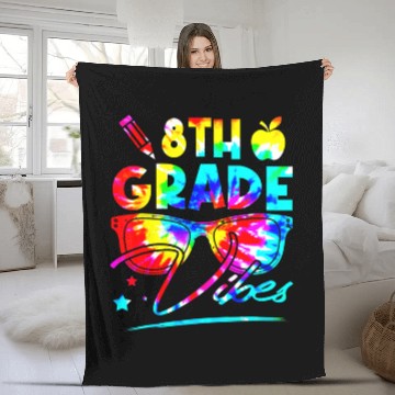 Discover Rainbow Tie Dye Glasses 8th Grade Vibes Back To Sc Fleece Blankets