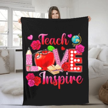 Discover Teacher Love Inspire Floral Pencil Back To School Fleece Blankets
