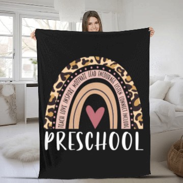 Discover Leopard Rainbow Preschool Teacher Prek Back To Sch Fleece Blankets