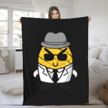 Discover Cute kawaii pineapple in gangster mafia style Pock Fleece Blankets