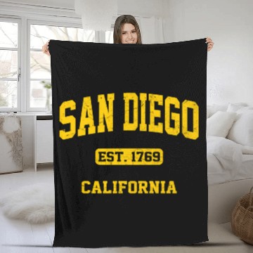 Discover San Diego California State Athletic Style Fleece Blankets