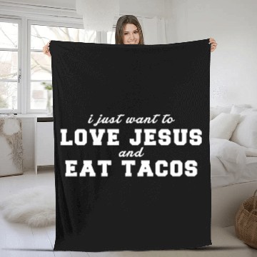 Discover Love Jesus And Eat Tacos Christian Fleece Blankets