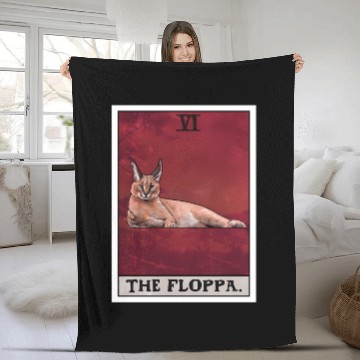 Discover The Floppa Caracal Cat Tarot Card Meme Fleece Blankets