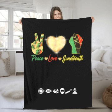 Discover Peace Love Junenth Black History Month Pride Fleece Blankets