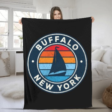 Discover Buffalo New York Ny Sailboat 70S Fleece Blankets