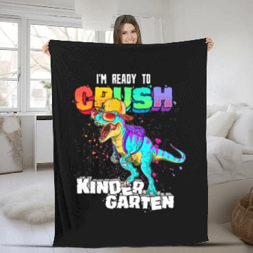 Discover Ready To Crush Kindergarten T Rex Dinosaur Back to Fleece Blankets
