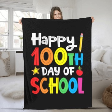 Discover Happy 100Th Day Of School Teacher Rainbow Fleece Blankets