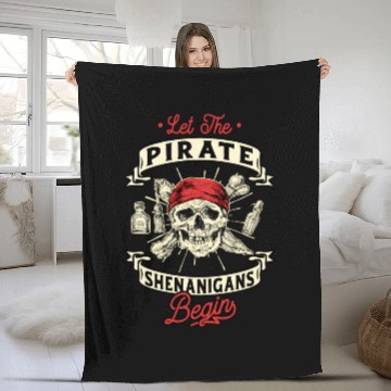Discover Let The Pirate Shenanigans Begin Crossbones Freebo Fleece Blankets