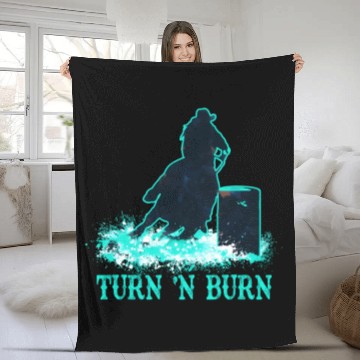 Discover Barrel Racer Barrel Racing Horse Turn And Burn Tea Fleece Blankets