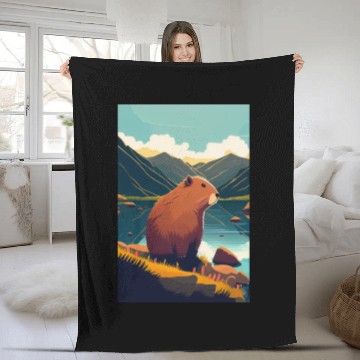 Discover Capybara Nature Capibara Fleece Blankets