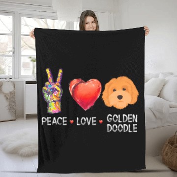 Discover peace love Goldendoodle for doodle dog Fleece Blankets