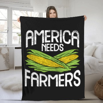 Discover America Needs Farmers Agriculture Corn Farming Fleece Blankets