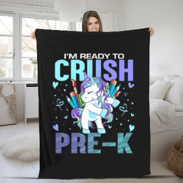 Discover Ready to Crush Pre-K Back To School Pre K Unicorn Fleece Blankets