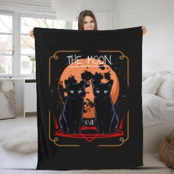 Discover The Moon Tarot Card Bombay Cat Fleece Blankets