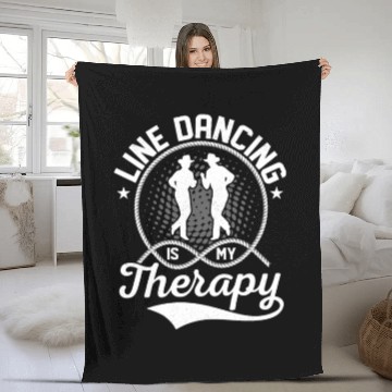 Discover Line Dancing Is My Therapy Country Music Western Fleece Blankets